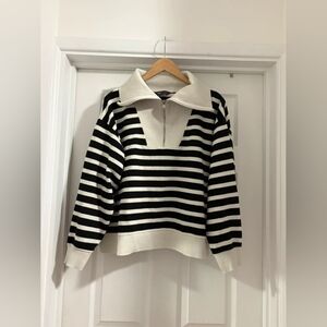 Black and White Striped Women's Sweater